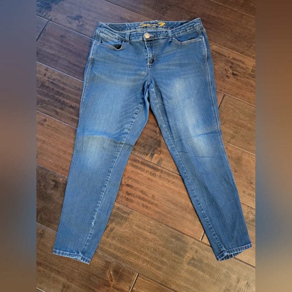 Womens Seven 7 Luxe Skinny Denim Blue Jeans Size 16 x 32